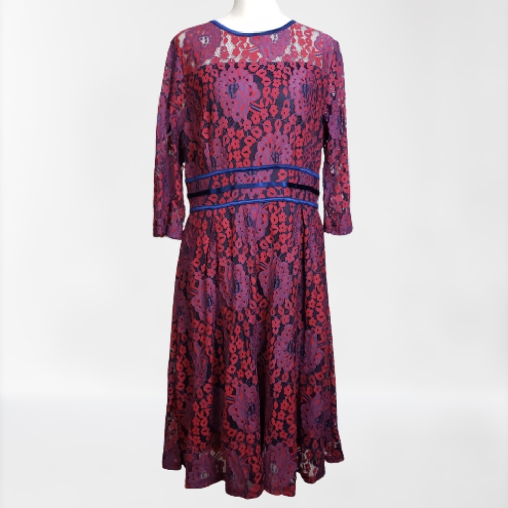 Miusol lace midi cocktail dress pink purple XL
